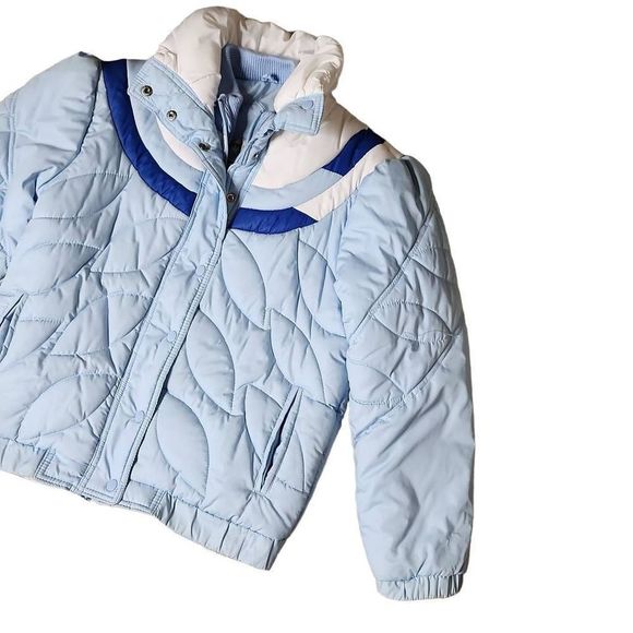 Vintage ski jacket toppe by Joanne baby blue onion stitch mock neck full zip - Picture 6 of 9